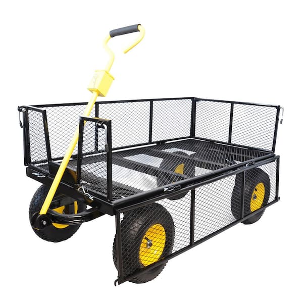 Boosicavelly 5 cu. ft. Metal Black Yellow Big Wagon Cart