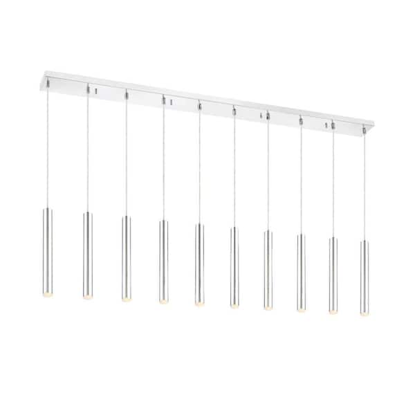 Unbranded Forest 5 W 10 Light Chrome Integrated LED Shaded Chandelier with Chrome Steel Shade