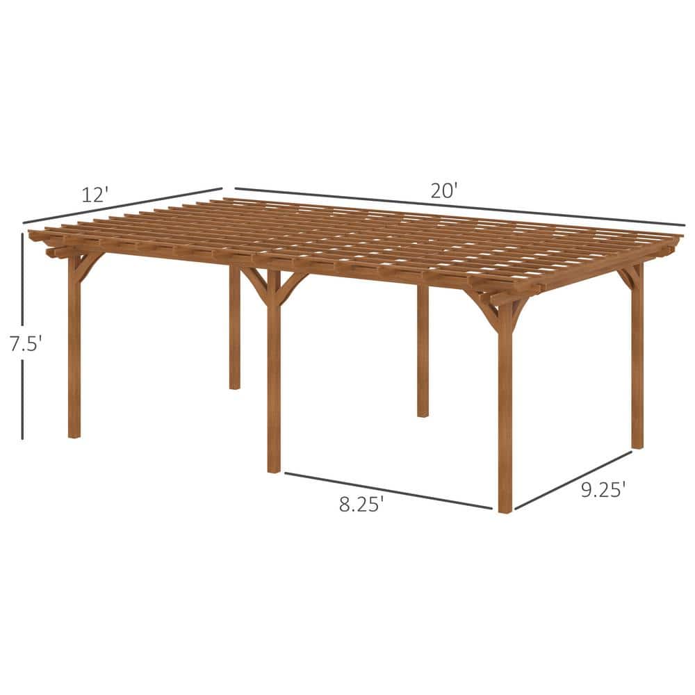 Large Brown Fir Wood Outdoor Pergola with Canopy