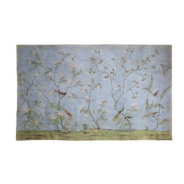 Storied Home Trees and Birds Hanging Paper Wall Mural with Wood Hanger