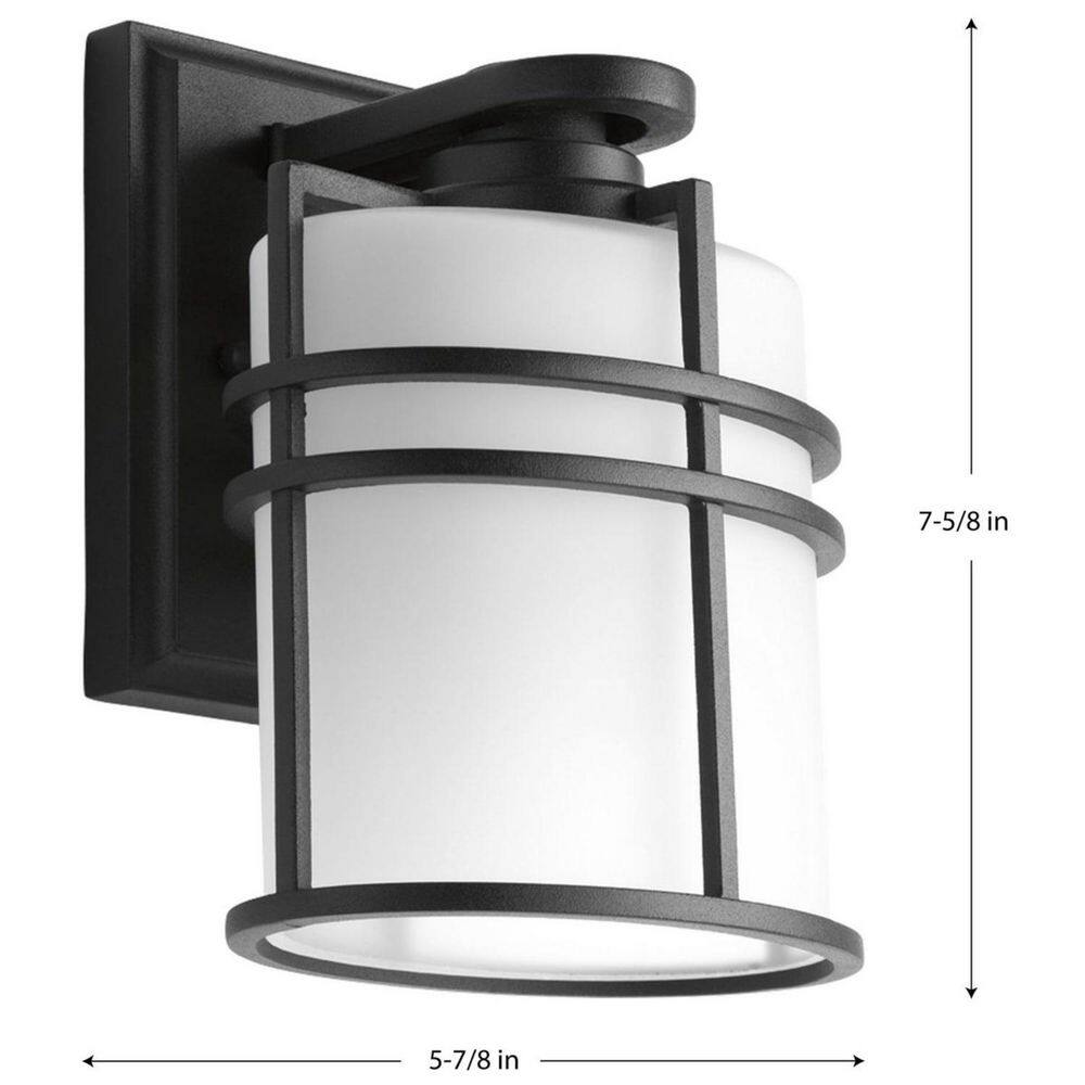 Black Aluminum and Ceramic Dimmable Wall Lantern with Etched Glass Shade