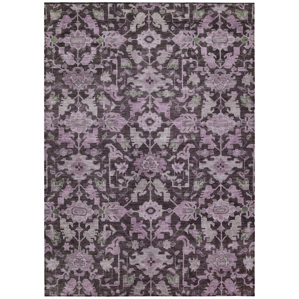 Chantille Machine Washable Indoor/Outdoor Abstract ACN2358 Eggplant 5 ft. x 7 ft. 6 in. Area Rug