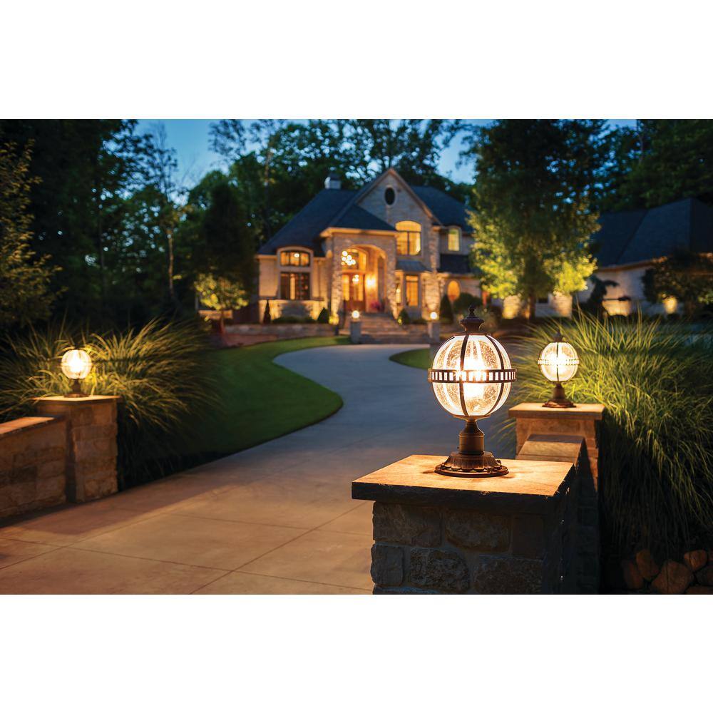 KICHLER  Halleron Hardwired 3-Light Londonderry 4x4 Outdoor Deck Lamp Post Light with Clear Seeded Glass (1-Pack) - 2
