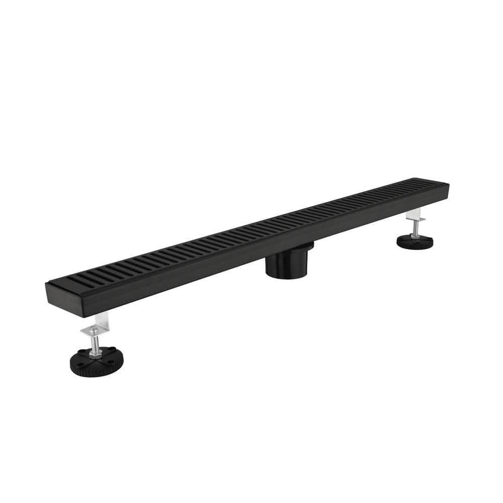 28 Inches Linear Shower Drain with Removable Quadrato Pattern Grate, Hair Strainer and Leveling Feet in Matte Black price history on PriceWatchPro