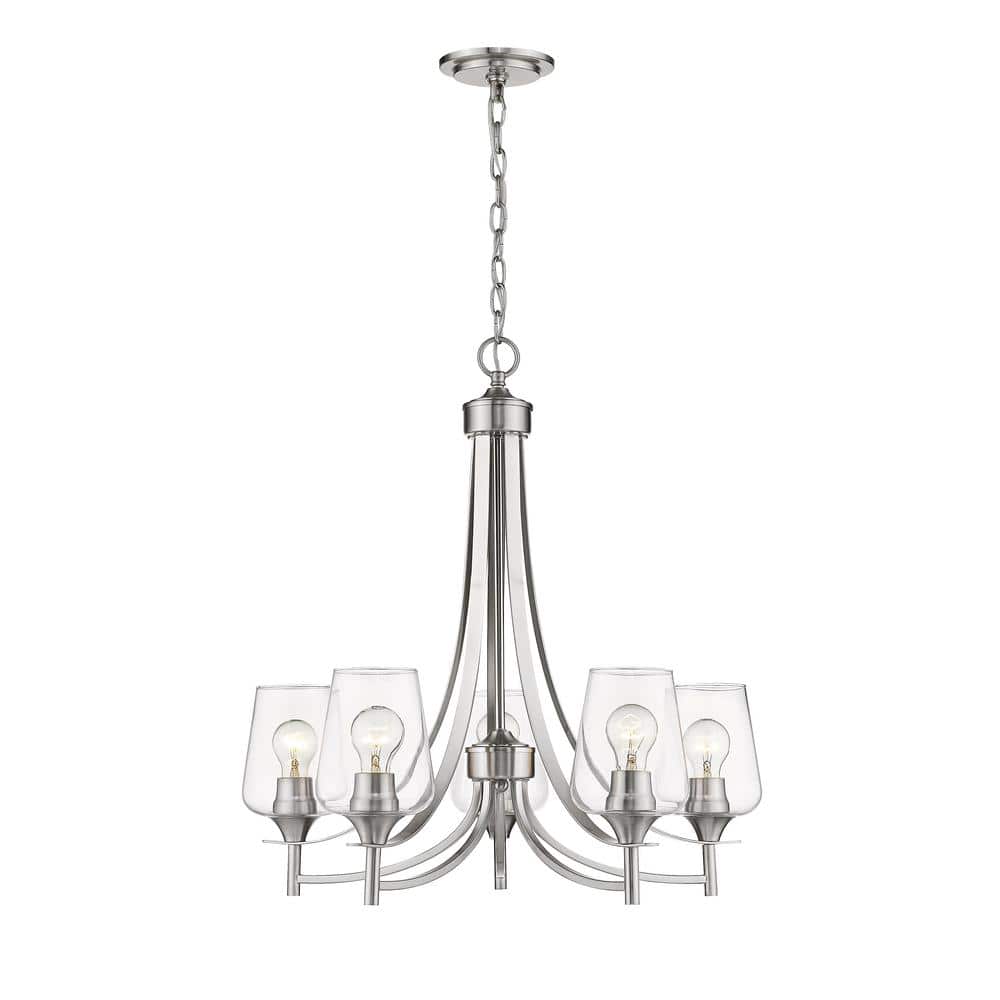 Joliet 5-Light Brushed Nickel Chandelier with Glass Shade