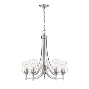 Joliet 5-Light Brushed Nickel Chandelier with Glass Shade