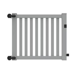 Ohio 4 ft. x 5 ft. Gray Vinyl Fence Closed Picket Panel Fence Gate