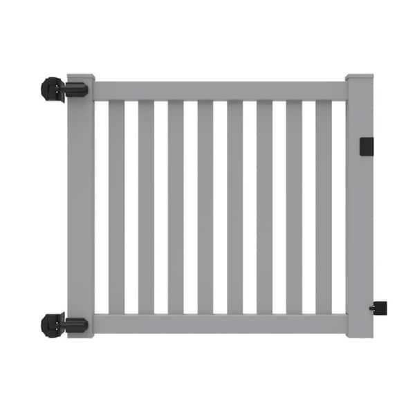 Barrette Outdoor Living Ohio 4 ft. x 5 ft. Gray Vinyl Fence Closed Picket Panel Fence Gate