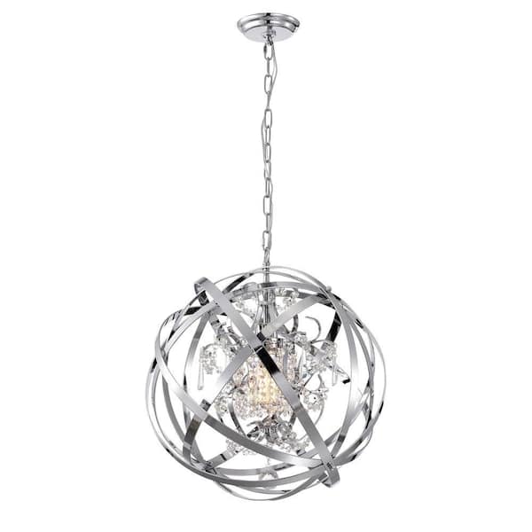 Warehouse of Tiffany Luna 19 in. 1-Light Indoor Chrome Chandelier with Light Kit