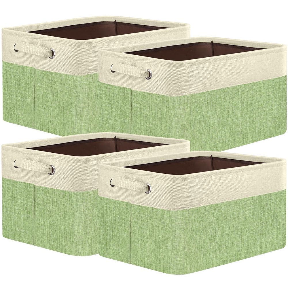 "Green 15"" x 9.5"" linen Decorative Baskets (Set of 4) for Organizing, Shelf, Clothes, Home, Office" price history on PriceWatchPro