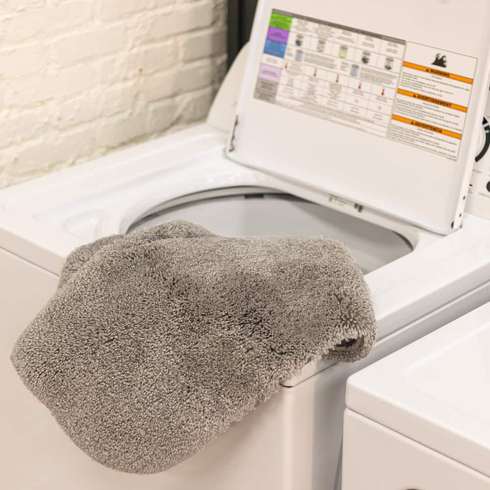 Taupe Cotton Plush Runner Bath Mat with Non-Slip Backing