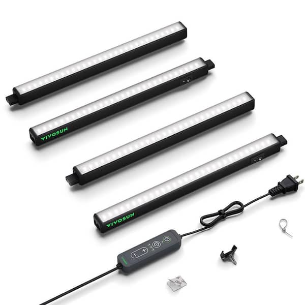 1 ft. 28W Full Spectrum T5 LED Grow Light Strip with Timer, Dimming Controller, Warm White (4-Pack)