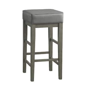 31 in. Gray Wooden Counter Height Stool with Faux Leather Seat(Set of 2)