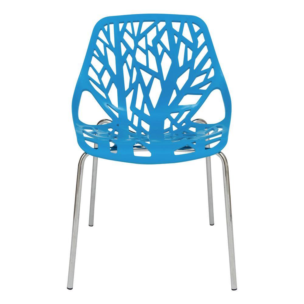 Asbury Chromed Metal Cut-Out Blue Side Chair
