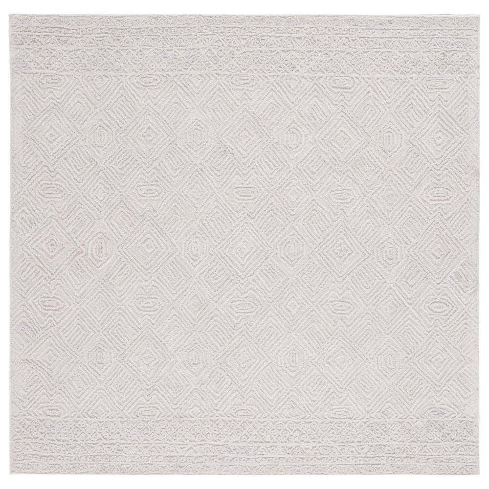 SAFAVIEH Textual Gray/Ivory 6 ft. x 6 ft. Abstract Border Square Area