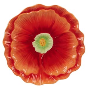 Blossom 13.25 in. Multi-Colored Earthenware 3-D Floral Circular Platter