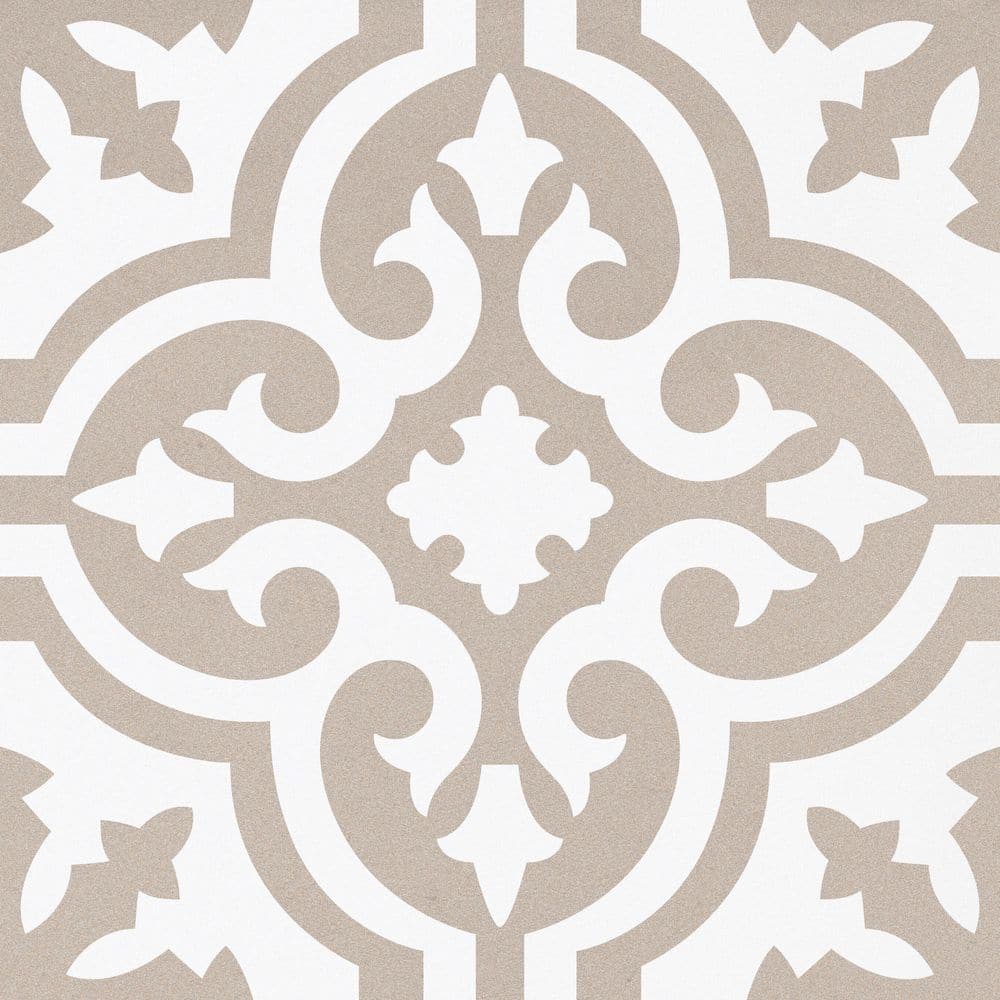 Bliss 8" x 8" Brown and White Porcelain Patterned Tile