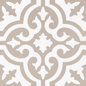 Bliss Eclectic Tan/White 8 in. x 8 in. Porcelain Matte European Floor and Wall Tile Sample