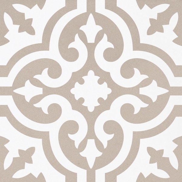 Bliss Eclectic Tan/White 8 in. x 8 in. Porcelain Matte European Floor and Wall Tile Sample