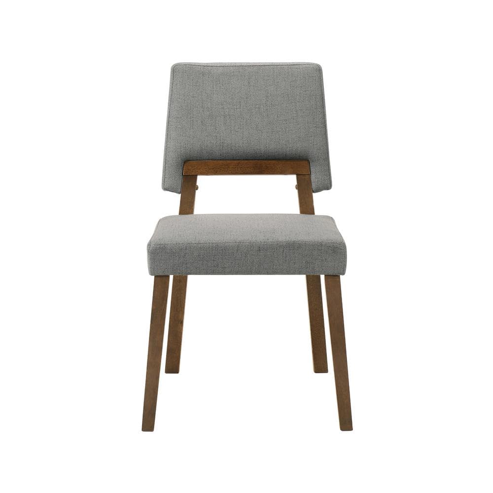 Walnut Finish Charcoal Fabric Upholstered Wood Dining Chairs - Set of 2