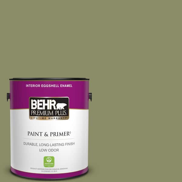 BEHR PREMIUM PLUS 1 gal. #S370-5 Pesto Paste Eggshell Enamel Low Odor Interior Paint & Primer
