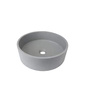 15.3 in. W x 4.7 in. D Round Smooth Bathroom Cement Sink in Cement Color (without Drain Valve)，Console Sink Basin