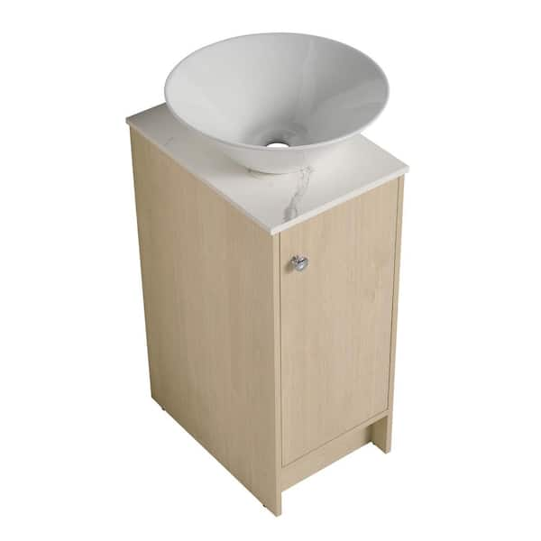 FUNKOL 18 in. W Simplicity Style Freestanding Small Bathroom Vanity with Single Sink and Soft Closing Door in Dark Brown