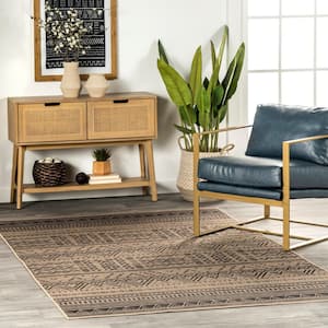 Anisa Machine Washable Natural 5 ft. x 8 ft. Tribal Easy-Jute Area Rug