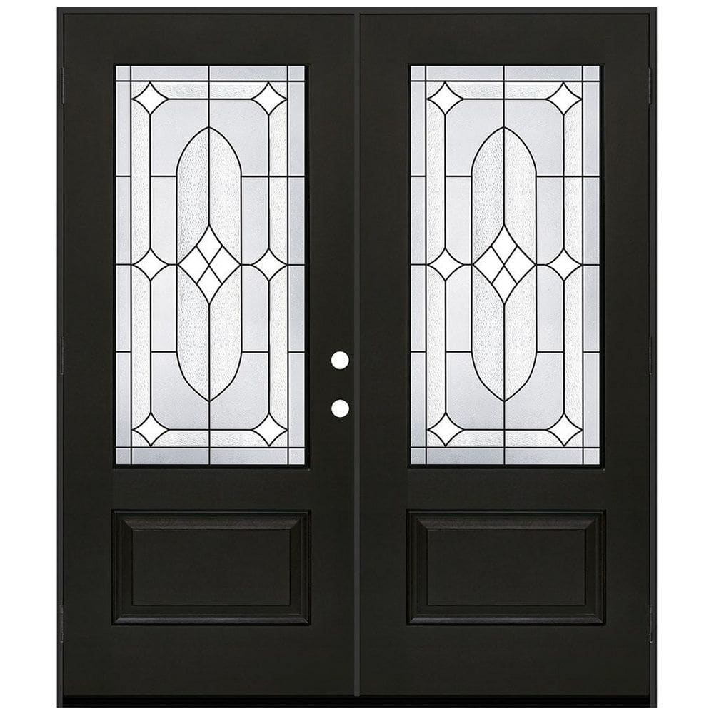 Regency 72 in. x 80 in. 3/4L Axis Glass RHOS Onyx Stain Fiberglass Double Prehung Front Door with 6-9/16 Jamb price history on PriceWatchPro