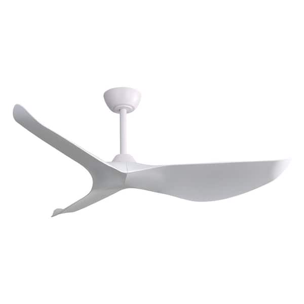 Unbranded 52 in. Smart Indoor White Ceiling Fan with Remote Control and 3 Solid Wood Blade 6 Speeds 3 Timer Reversible Fan
