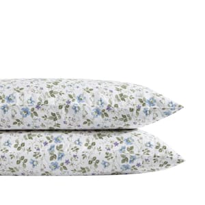 Spring Bloom 2-Piece Purple Cotton Standard Pillowcase Pair