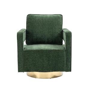 30.7 in. W Green Swivel Accent Open Back Chair Modern Comfy Sofa Chair With Gold Stainless Steel Base For Living Room