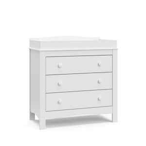 Noah White 3 Drawer Kids Dresser with Changing Topper