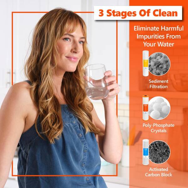 3 Stage Home Water Filtration System Whole House Anti Scale Water Filter 