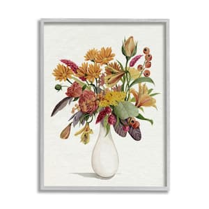 Traditional Country Flower Bouquet Autummal Arrangement by Grace Popp Framed Nature Art Print 30 in. x 24 in.