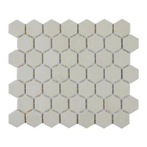 Moroccan Concrete Off White 10 in. x 11 in. Glazed Ceramic Hexagon Mosaic Tile (9.72 sq. ft./Case)