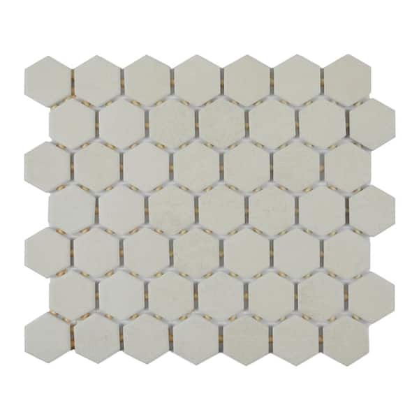 Marazzi Moroccan Concrete Off White 10 in. x 11 in. Glazed Ceramic Hexagon Mosaic Tile (9.72 sq. ft./Case)