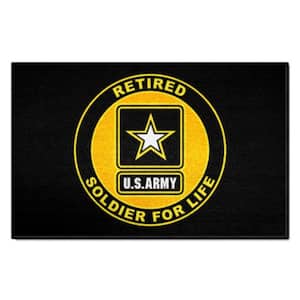 U.S. Army Black 2 ft. x 3 ft. Indoor Vinyl backing Tufted Solid Nylon Rectangle Starter Mat Accent Rug