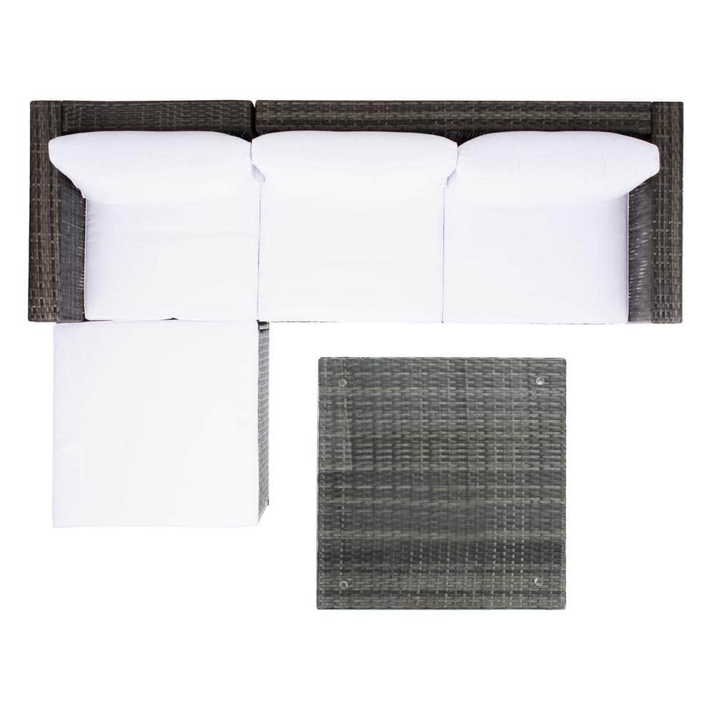 Madalina 4-Person Black Wicker Outdoor Conversation Set with Cushions