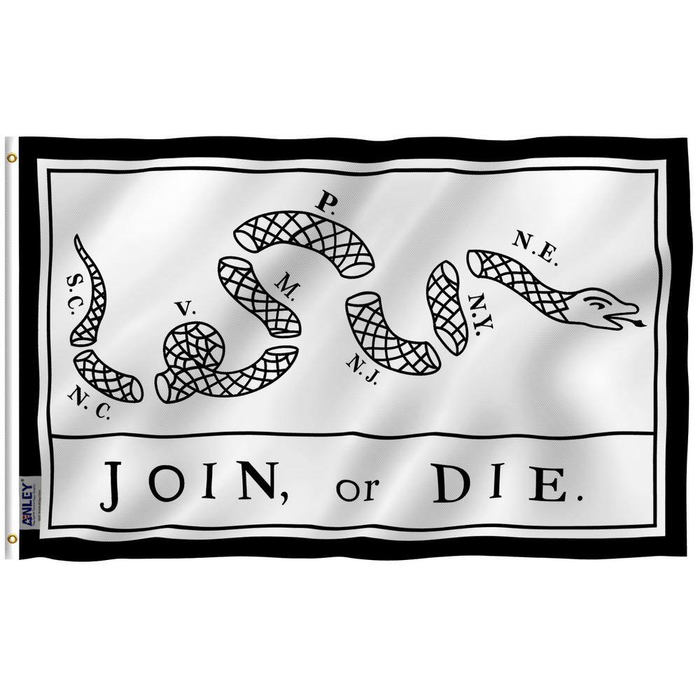 Fly Breeze 3 ft. x 5 ft. Polyester Join Or Die Flag 2-Sided Flags Banner wi