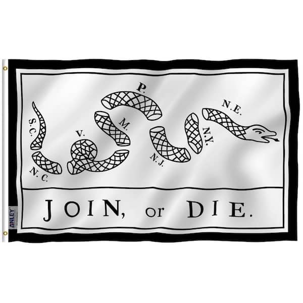 ANLEY Fly Breeze 3 ft. x 5 ft. Polyester Join Or Die Flag 2-Sided Flags Banner with Brass Grommets and Canvas Header