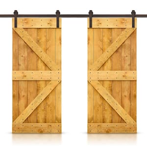 K 64 in. x 84 in. Colonial Maple Stained DIY Solid Pine Wood Interior Double Sliding Barn Door with Hardware Kit