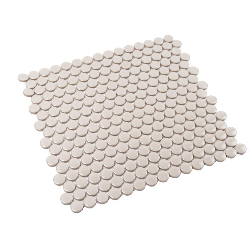Portland Gray Glossy Porcelain Penny Round Mosaic Tile