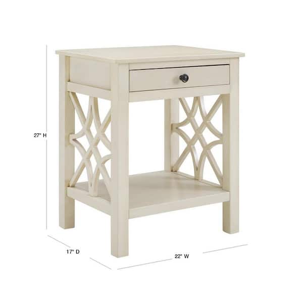 Linon Home Decor Sloane Antique White, Antique White End Table With Drawers