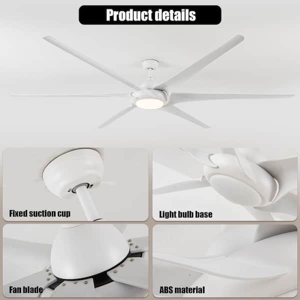 100 in. Indoor Smart LED White Low Profile Ceiling Fan with Lights 