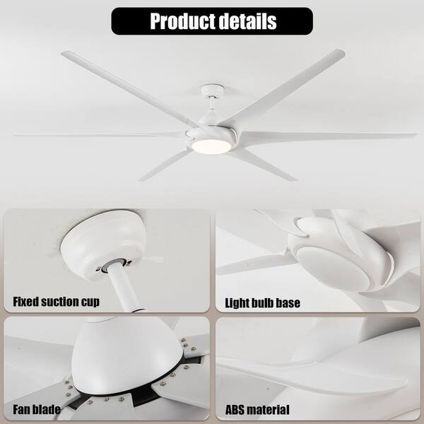 100 in. Indoor Smart LED White Low Profile Ceiling Fan with Lights 