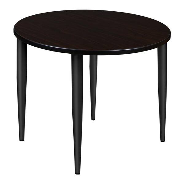 Regency Trueno 36 in. L Round Mocha Walnut and Black Wood Tapered Leg Table (Seats-4)