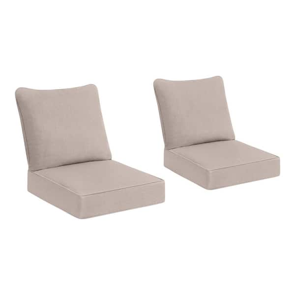 Hampton Bay 46 in. W x 24 in. D Mid Back Universal Outdoor Cushion in Putty Beige (Set of 2)