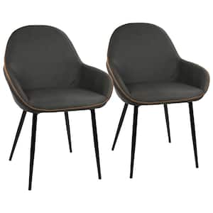 Black and Grey Clubhouse Vintage Faux Leather Dining Chair (Set of 2)
