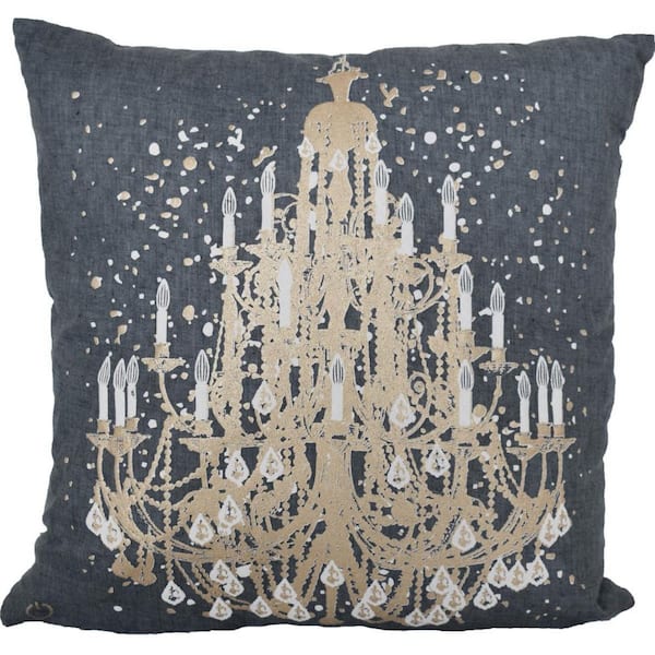 HomeRoots Gray, White Abstract Polyester 18 in. x 18 in. Throw Pillow